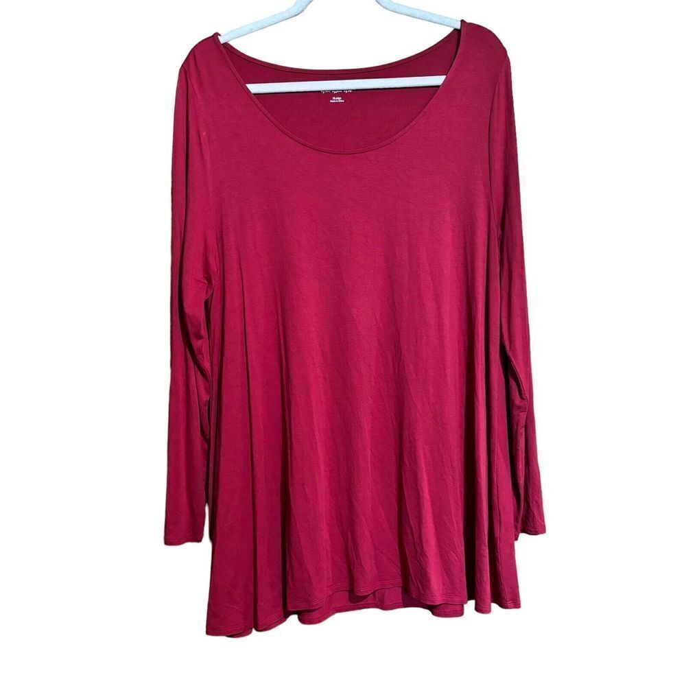 Soft Surroundings Tunic Top Womens Extra Large XL Red Scoop Neck Stretch Blouse